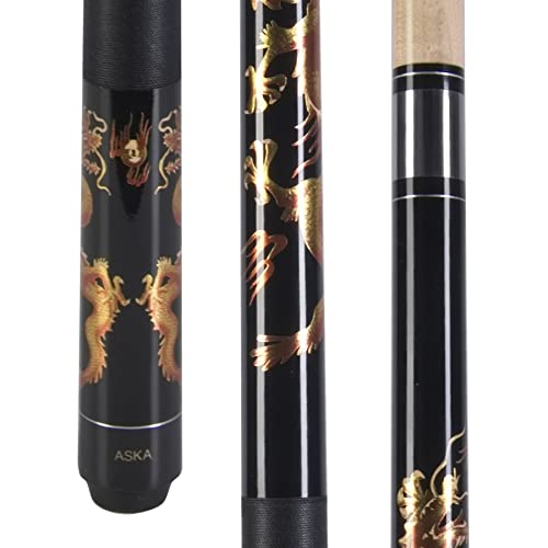 ASKA Golden Dragon Pool Cue Stick, Irish Linen, 13mm Layered Hard Tip