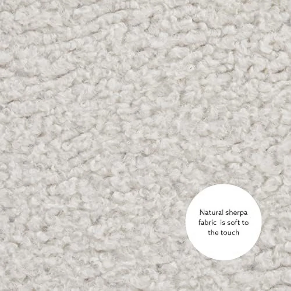 Lexington Natural Sherpa Round  Ottoman with Wood Accent