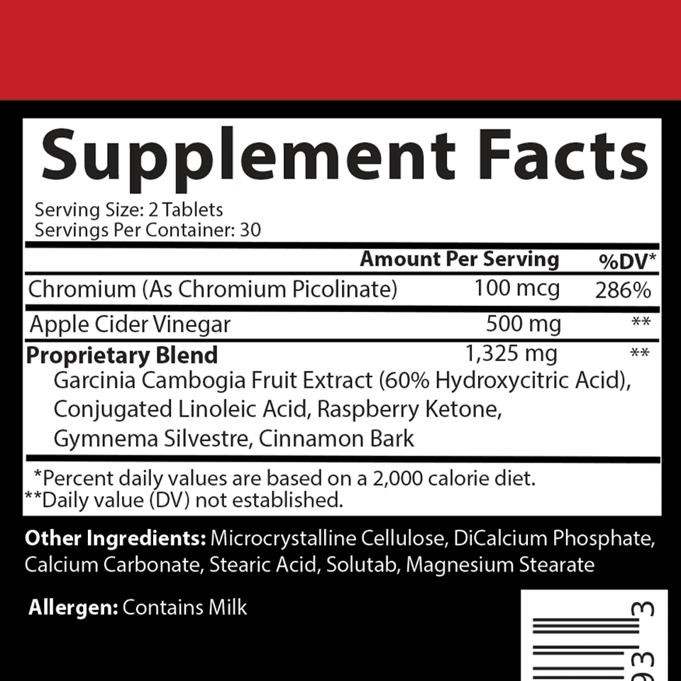 Weight Loss Apple Cider Vinegar w Garcinia Pills ACV & CLA Fat Burner - 60 Tablets