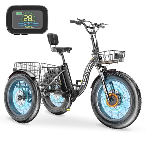MOONCOOL Electric Tricycle Trike for Adults 350W 36V Removable Battery 24/26 Inches 7 Speeds 3 Wheels Electric Bikes Bicycle for Adults, Three Wheel Electric Cruiser Tricycle