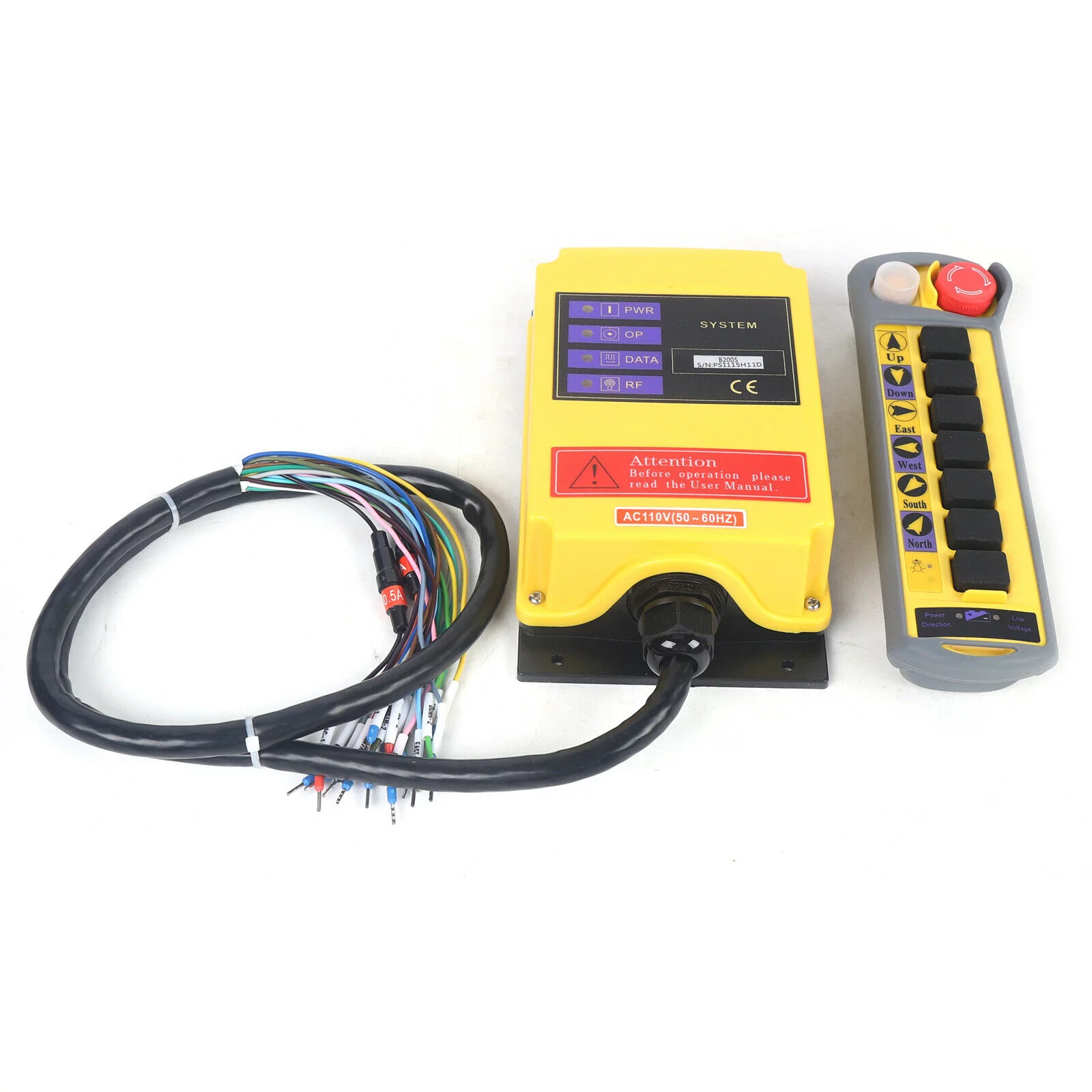 Fichiouy Industrial Wireless Lifting Machine 6 Channel 2 Speed Control Hoist Crane Radio Remote Control System 2 Transmitter CD, MD