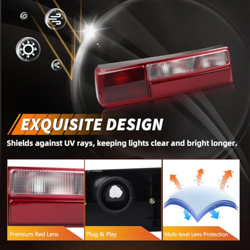 Tail Light Compatible with Fo-rd Mus-tang 1987-1993, [DOT] [Waterproof] Brake Rear Lamp with Housing (Left + Right), Replace OEM #‎E7ZZ-13404-A, E7ZZ-13405-A, FO2801168, FO2800168, Smoked Lens