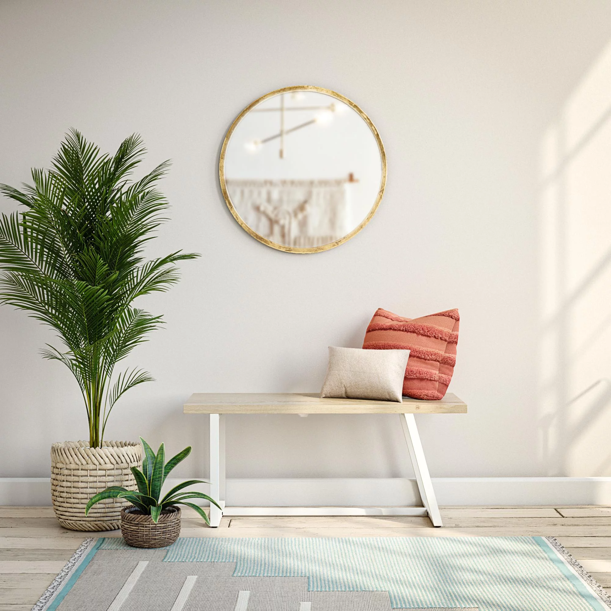 Novogratz Palomino Asymmetrical Entryway Bench, White