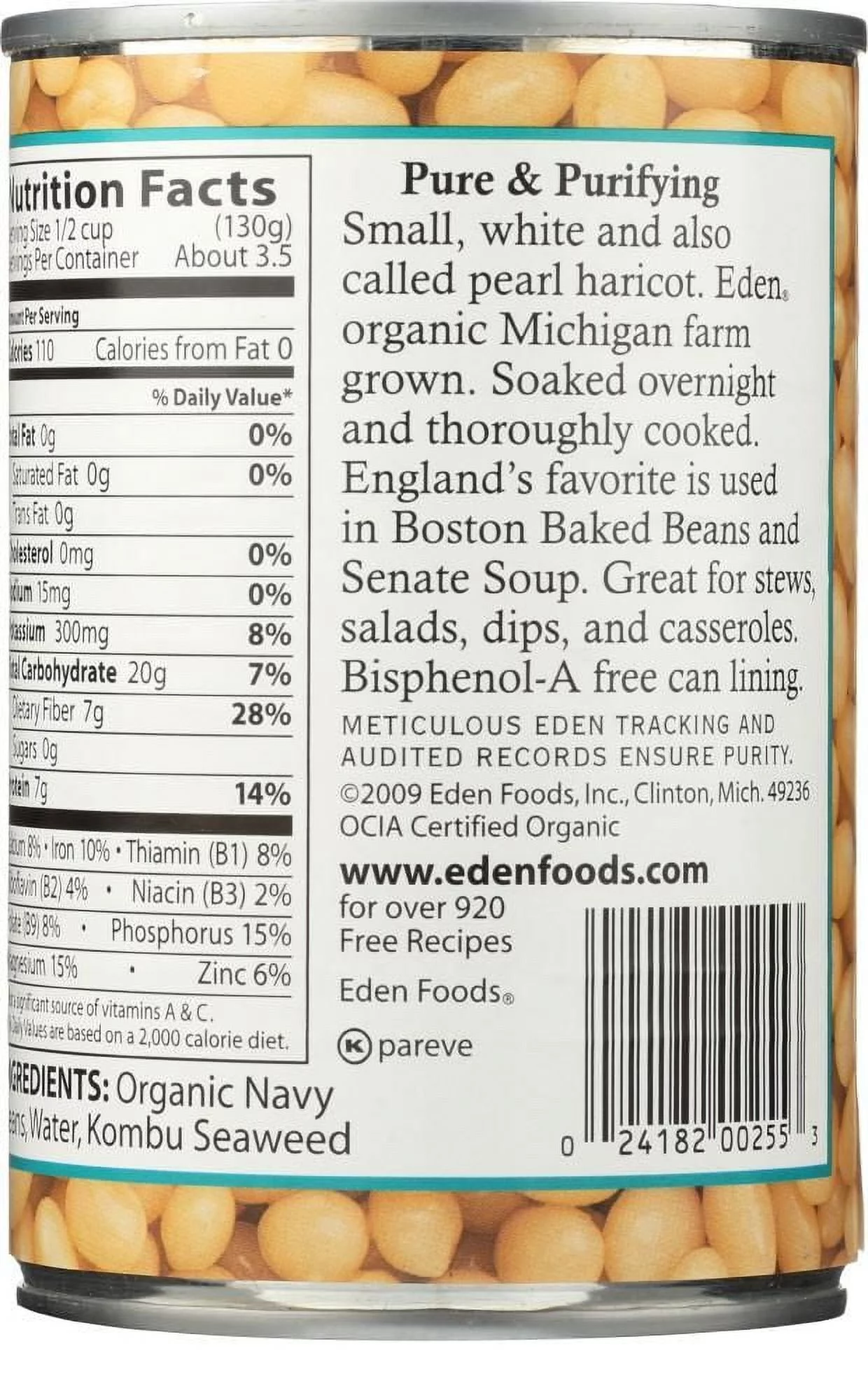 Eden Foods Organic Navy Beans 15 oz Pack of 3