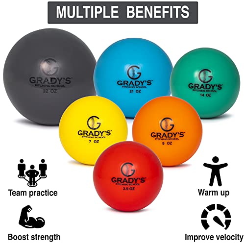 Grady's Pitching School Weighted Velocity Training Ball Set – Seam & Seamless Options for Pitching & Arm Strength + Set of 6 Balls + Carrying Case