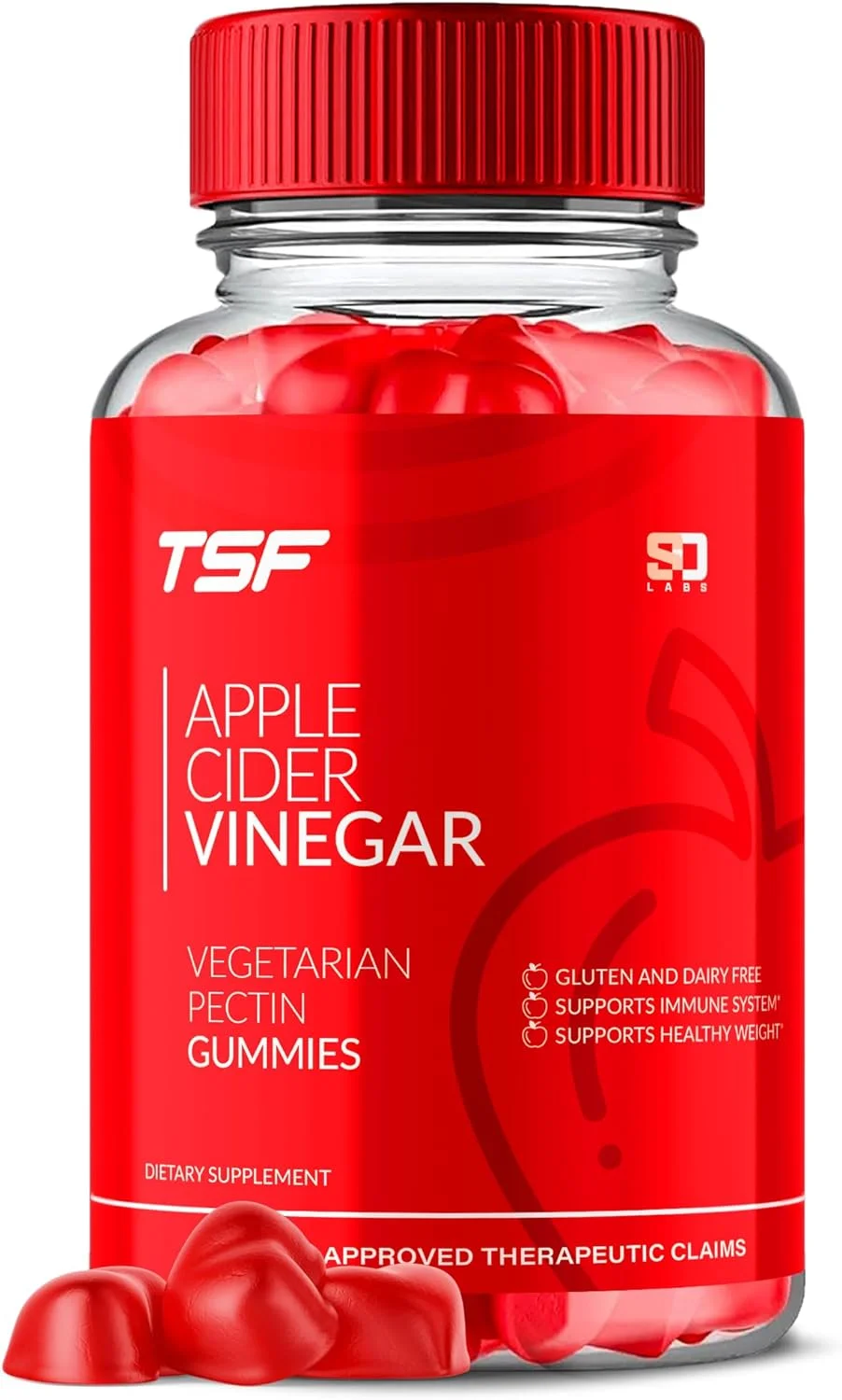 TSF Keto Gummies - Cider Vinegar Supplement for Energy & Focus - Dietary Supplement Gummies with Apple Cider Vinegar Folate Vitamin B12 B6 Beet Root (60 Gummies)
