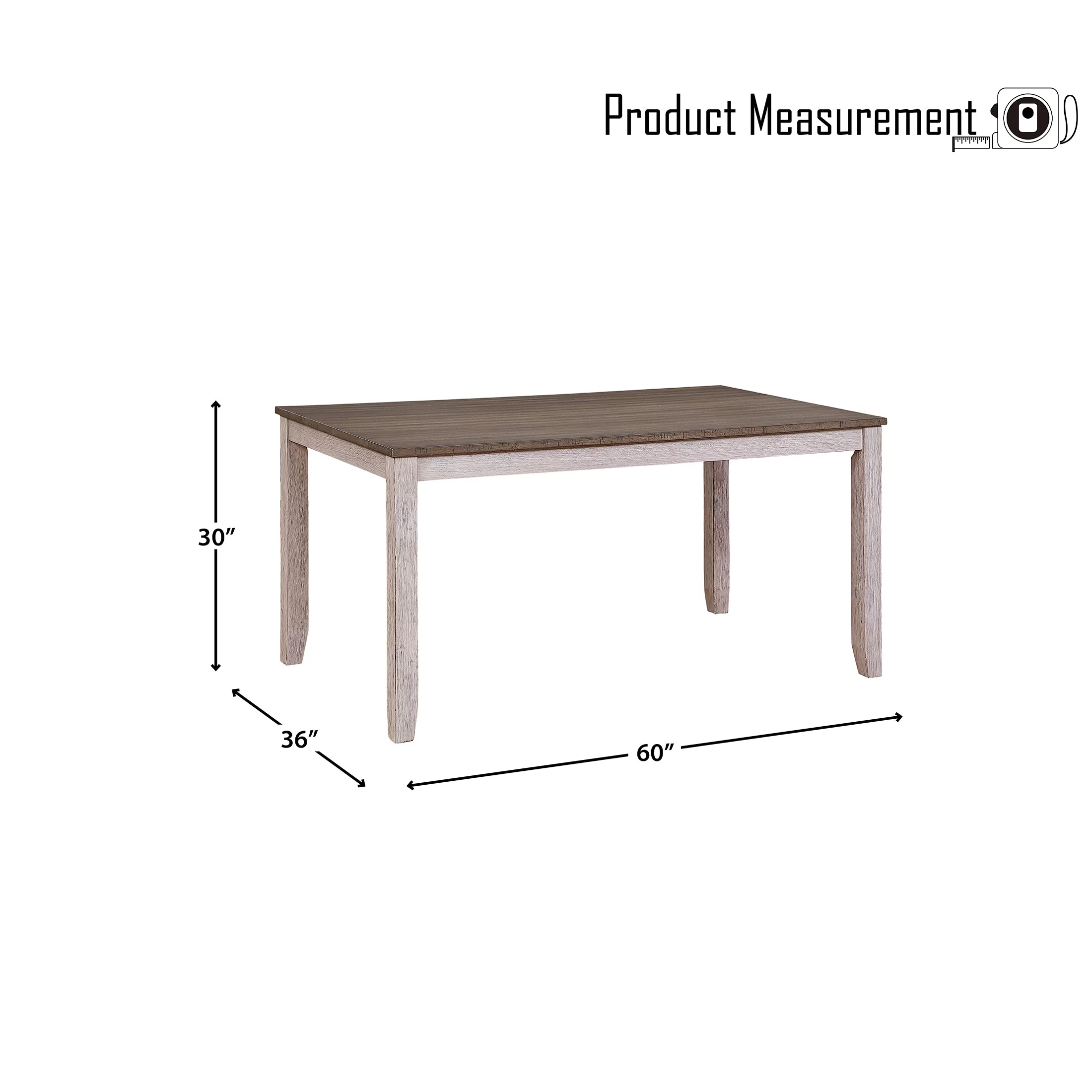 OakvillePark Belgrade Dining Table, Grayish White/Medium Brown