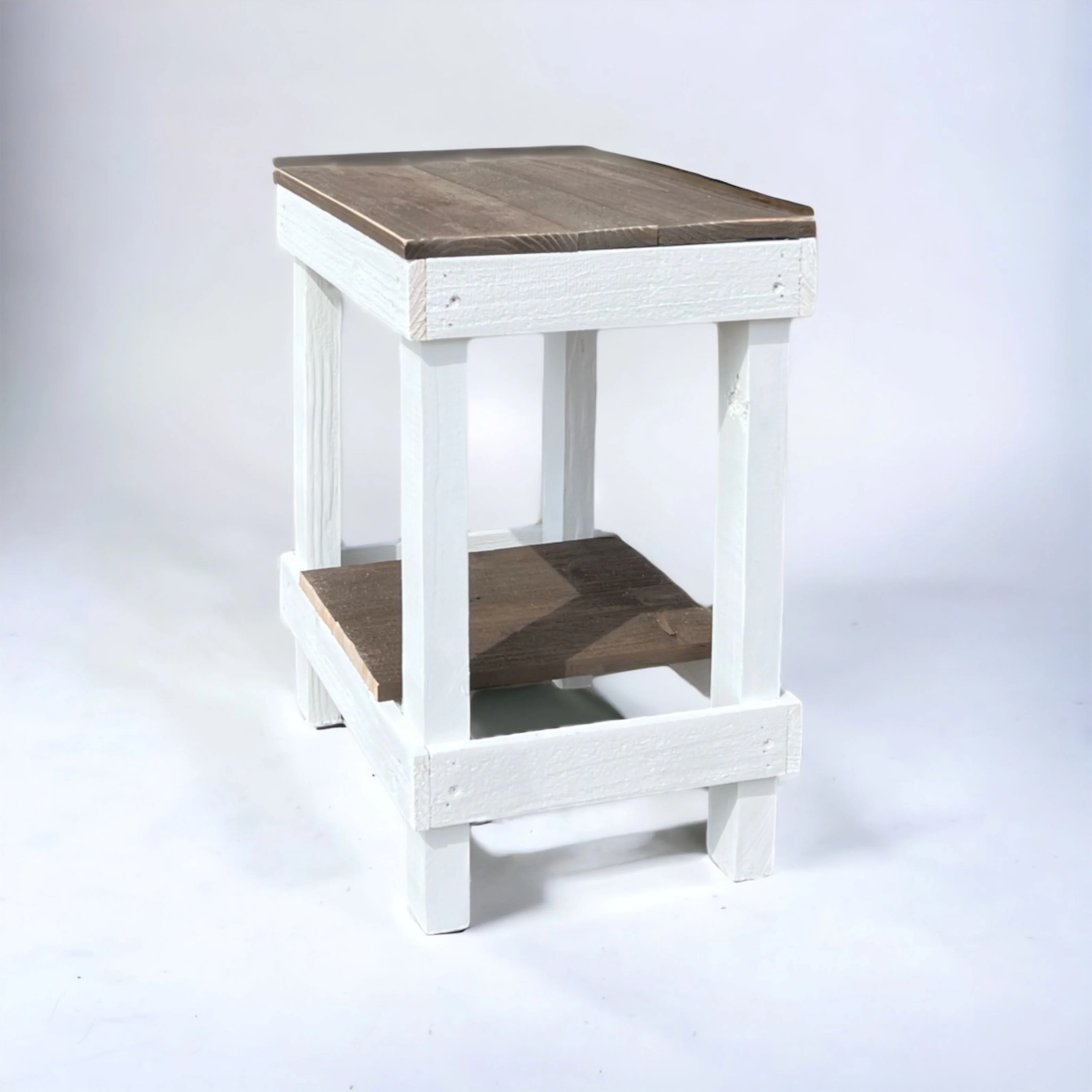 Woven Paths Reclaimed Wood Slim End Table, Dark Walnut/White 22.75 in H x 14 in D x 19 in W