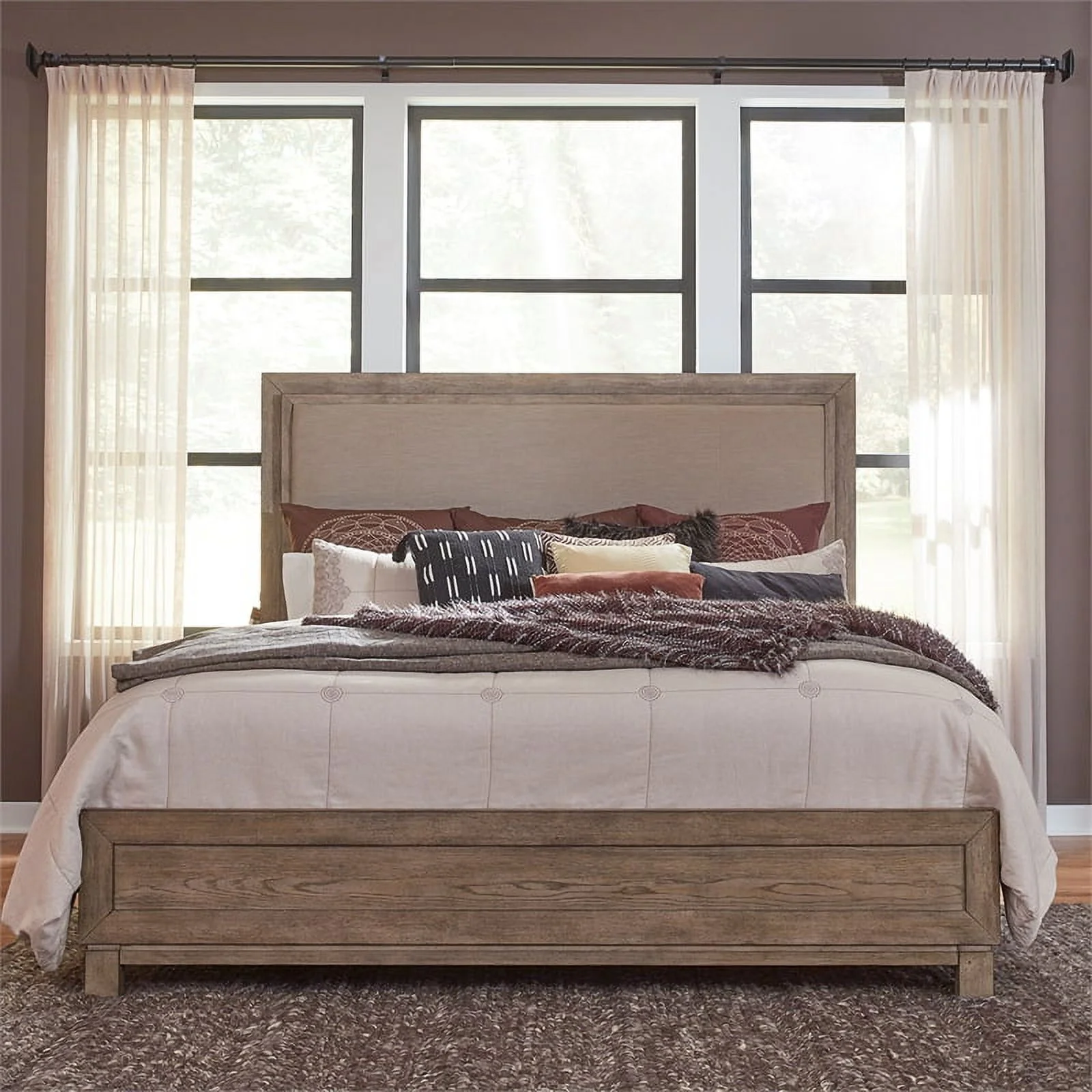 Liberty Furniture Canyon Road Upholstered Wood King Bed in Burnished Beige