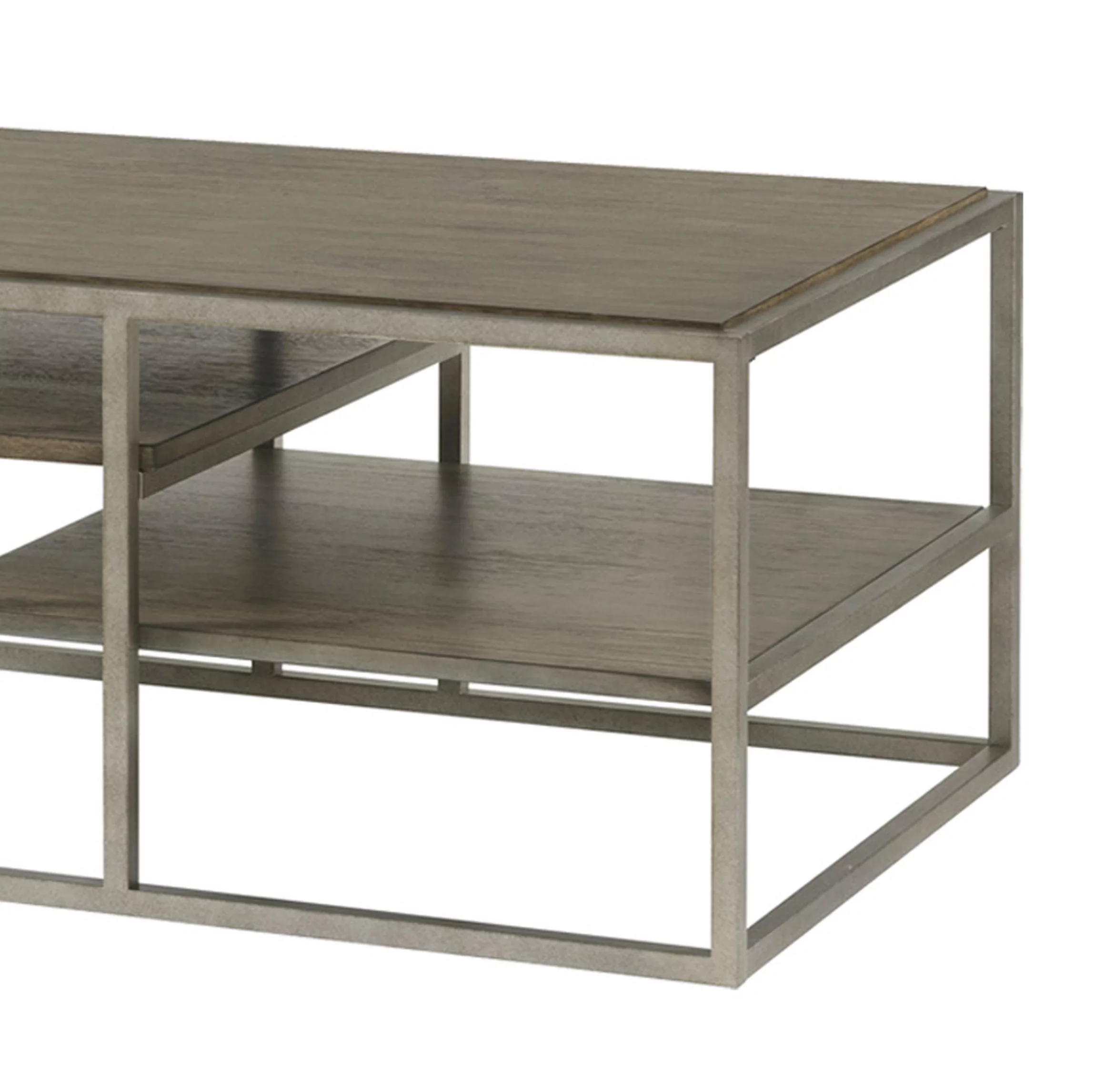 Roundhill Furniture Wood/Metal Padena Coffee Table with Shelf in Graphite Gray