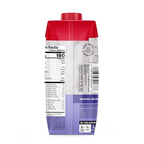 SlimFast Protein Shake, Chocolate- 20g Protein, Meal Replacement Shake Ready to Drink, High Protein with Low Carb and Low Sugar, 24 Vitamins and Minerals, 12 Count (Pack of 1) (Packaging May Vary)