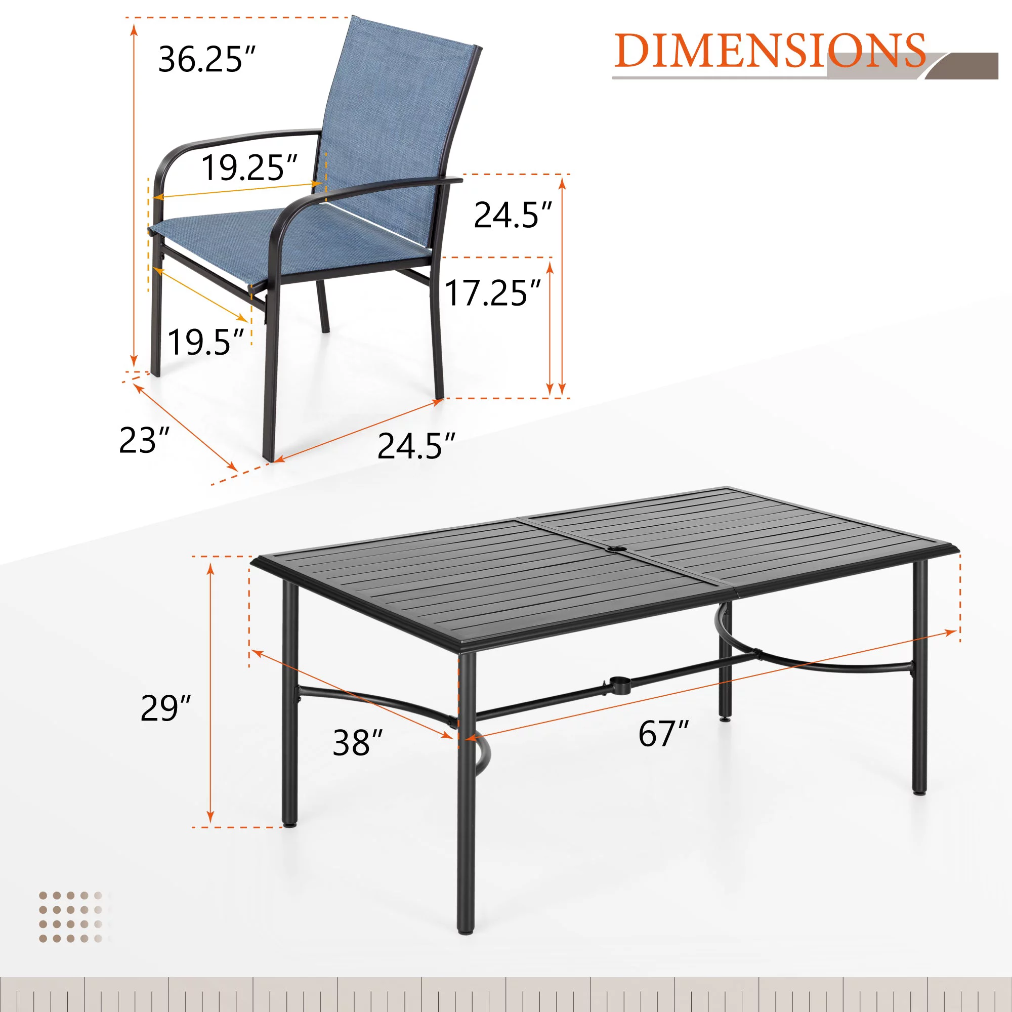 Sophia & William 7 Piece Patio Metal Dining Set 67