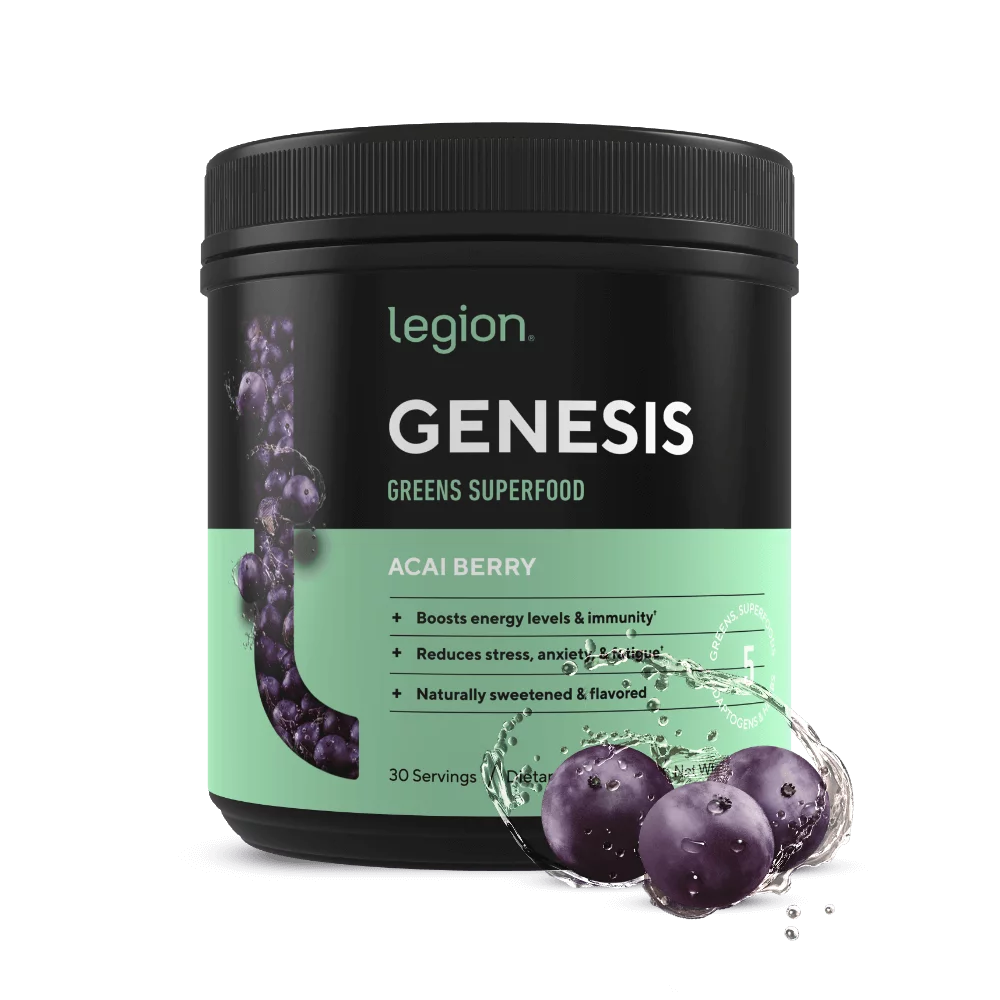 Legion Genesis Green Superfood Powder,  Acai Berry, 30 Servings