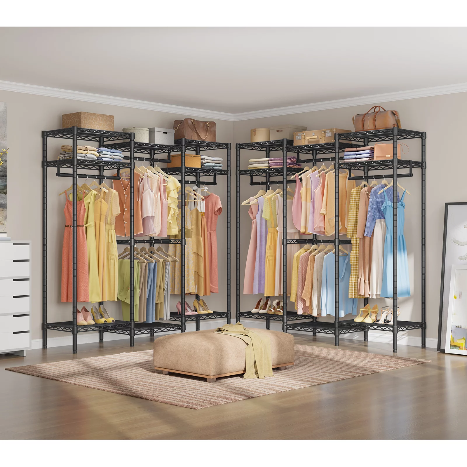 VIPEK V5i Garment Rack Bedroom Armoires Freestanding Closet Organizer, Portable Wardrobe Closet Heavy Duty Clothing Rack, Black (Medium)