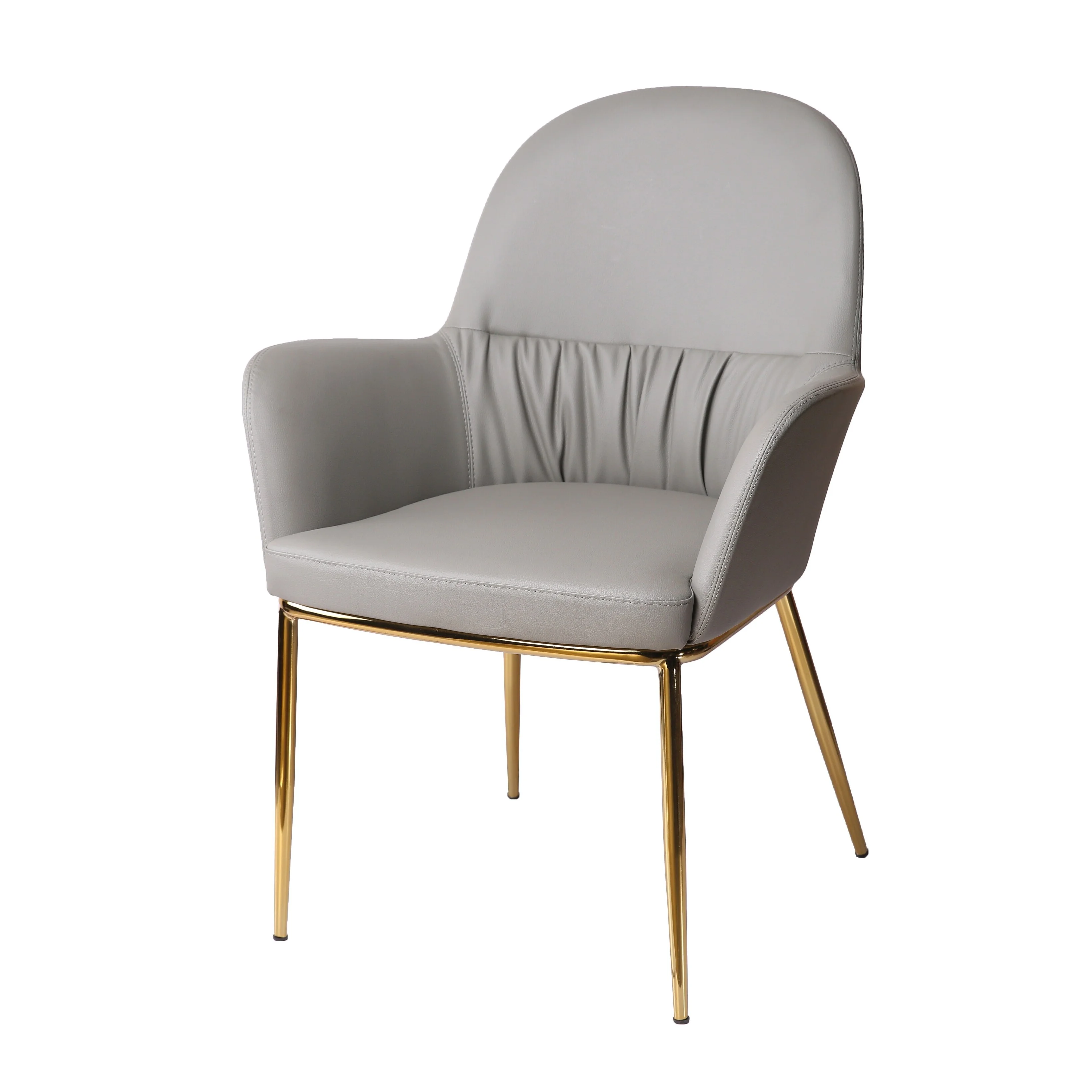 Modrest Blanton Modern Grey Leatherette & Gold Accent Chair