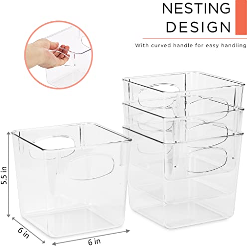 Sorbus Large Clear Plastic Storage Bins for Shelves, Clothes, with Handle - Clear Storage Bins, Drawer, Shelf, Closet, Pantry, Fridge, Freezer Organizer Bins, Closet Organizers and Storage (8 pack)