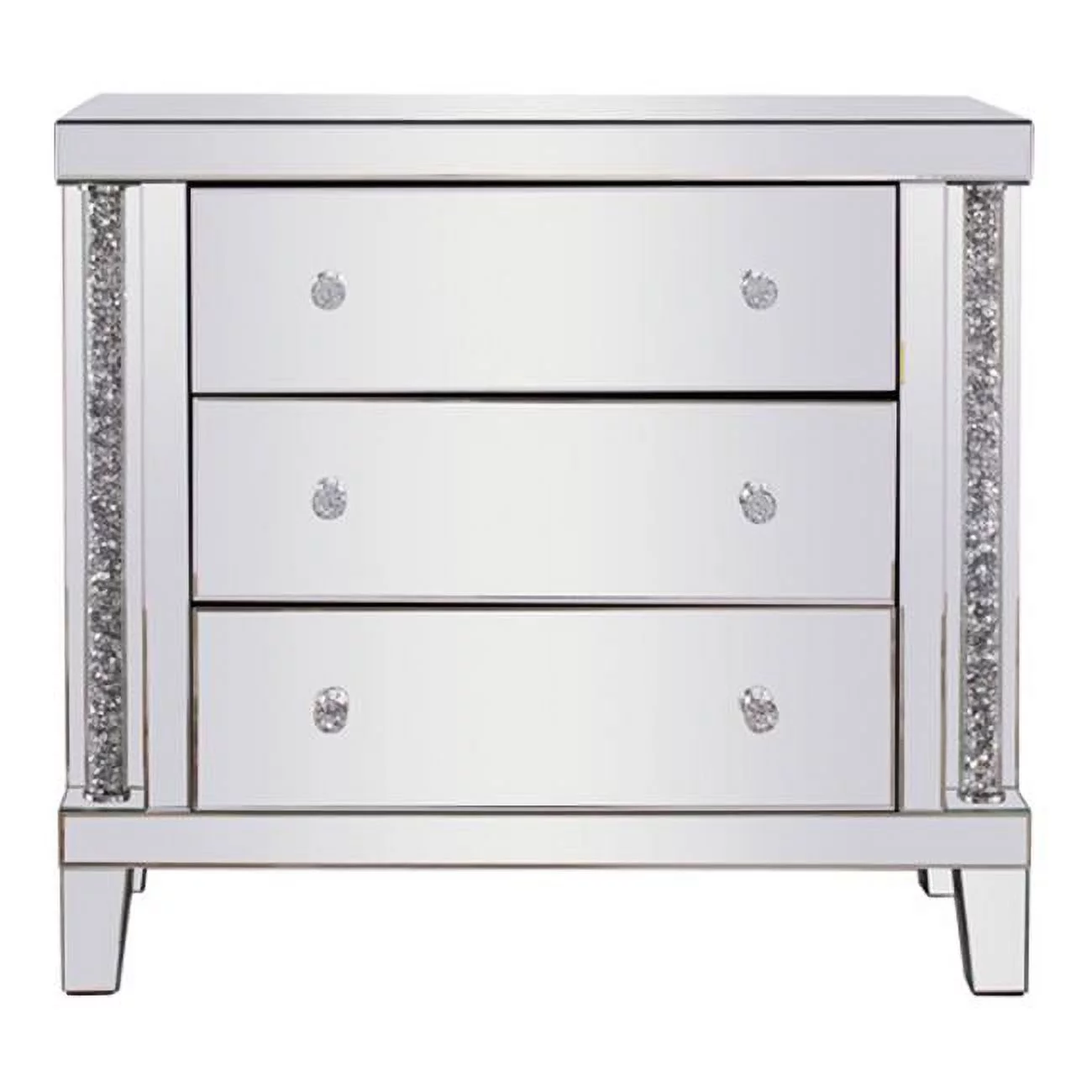 35.5 in. Modern Royal Cut Crystal Cabinet, Silver