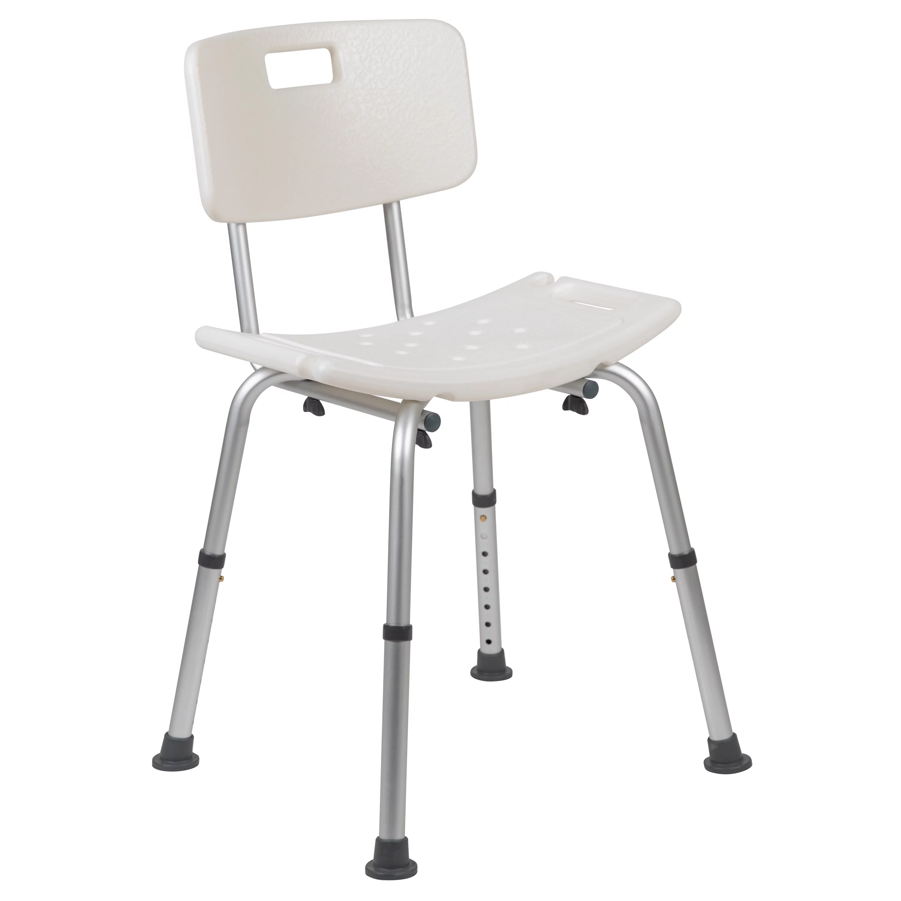 Emma + Oliver Tool-Free 300 Lb. Capacity, Adjustable White Bath & Shower Chair with Back