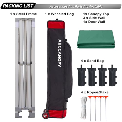 ABCCANOPY Easy Pop Up Canopy Tent with Sidewalls 10x10 Commercial -Series, White