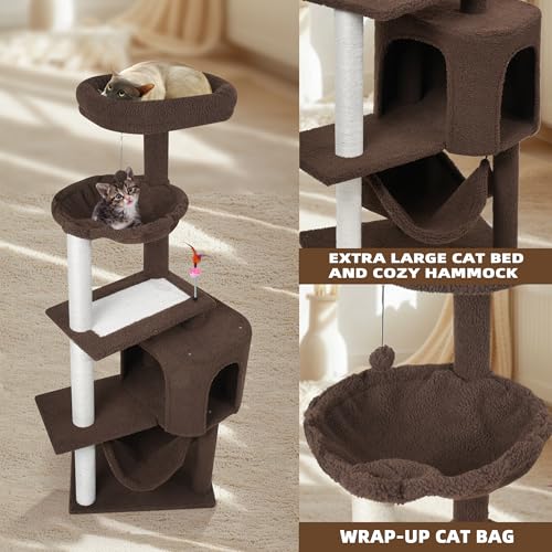 YUNIQUE Cat Tree with Cat Condo and Big Hammock, Grey