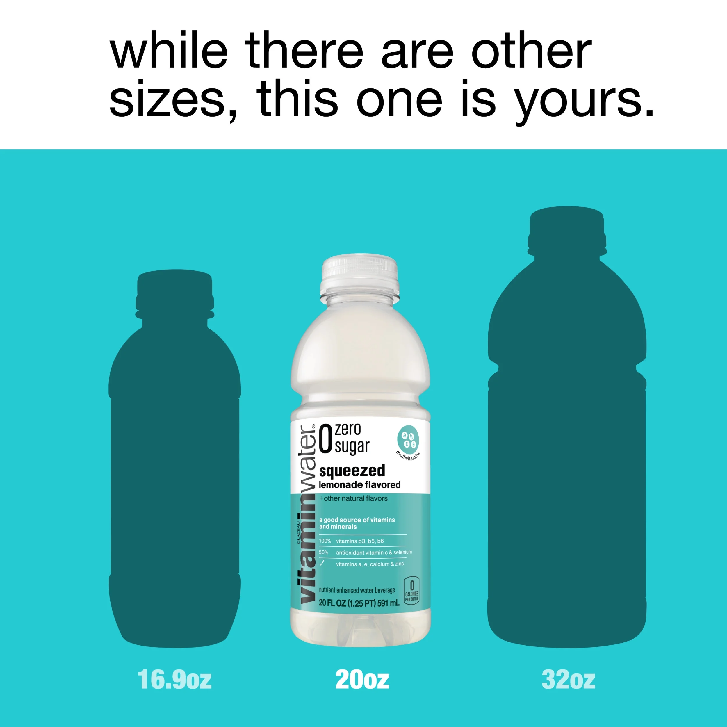 vitaminwater zero sugar squeezed, electrolyte enhanced water w/ vitamins, lemonade drinks, 20 fl oz, 12 Pack