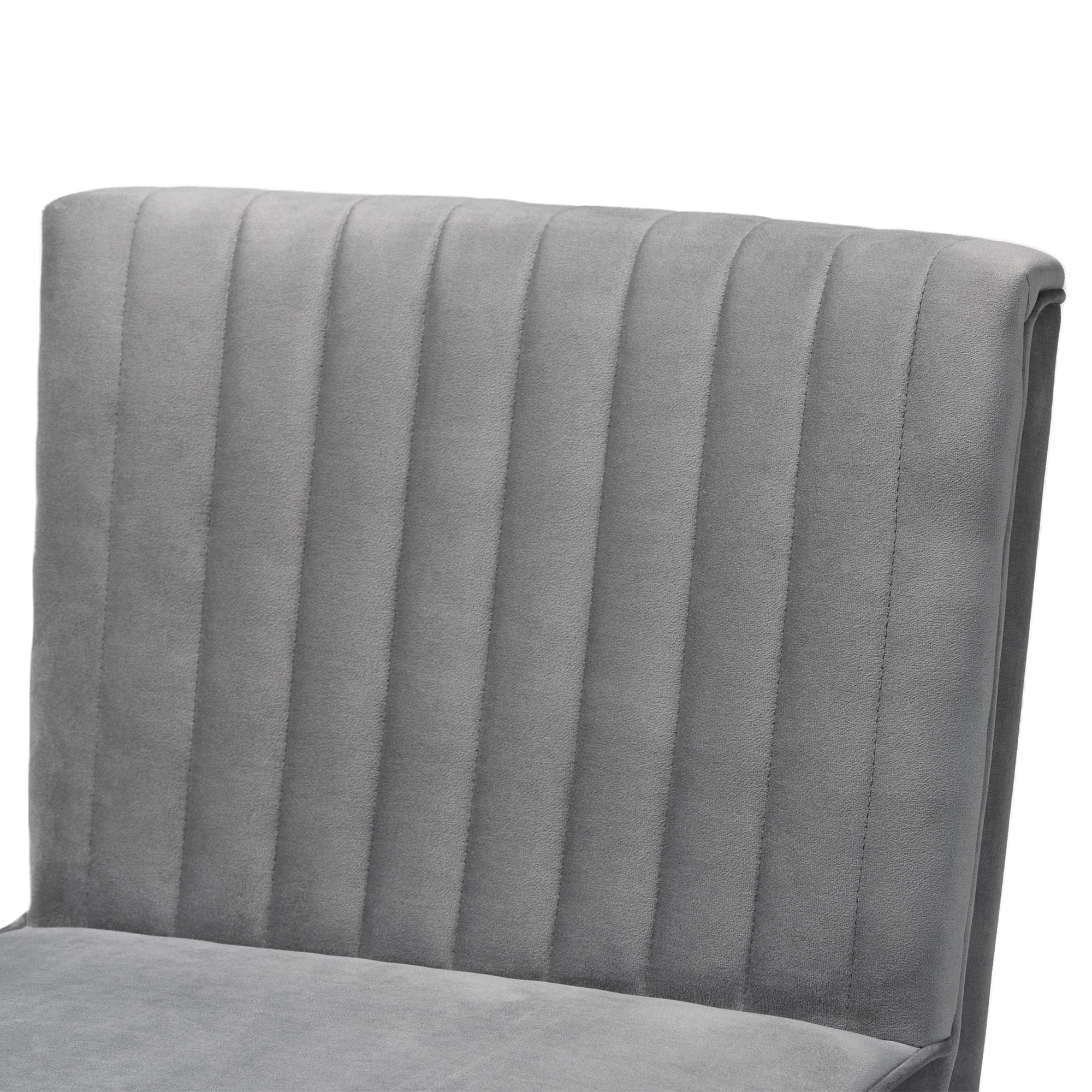 Baxton Studio Alvis Mid-Century Modern Grey Velvet Upholstered and Walnut Brown Finished Wood Dining Chair