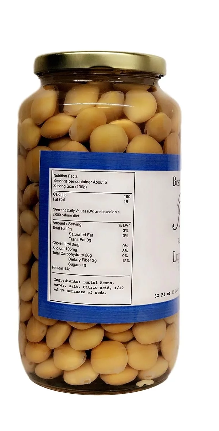 Joycie Ready To Eat Lupini Beans 32 OZ Jar Pack of 6 Healthy Snack 32 oz. Jar  Made in USA  All Natural  Non GMO  Fresh Harvest Keto, Plant Based, Mediterranean Diet I Non-GMO, Gluten-Free,...