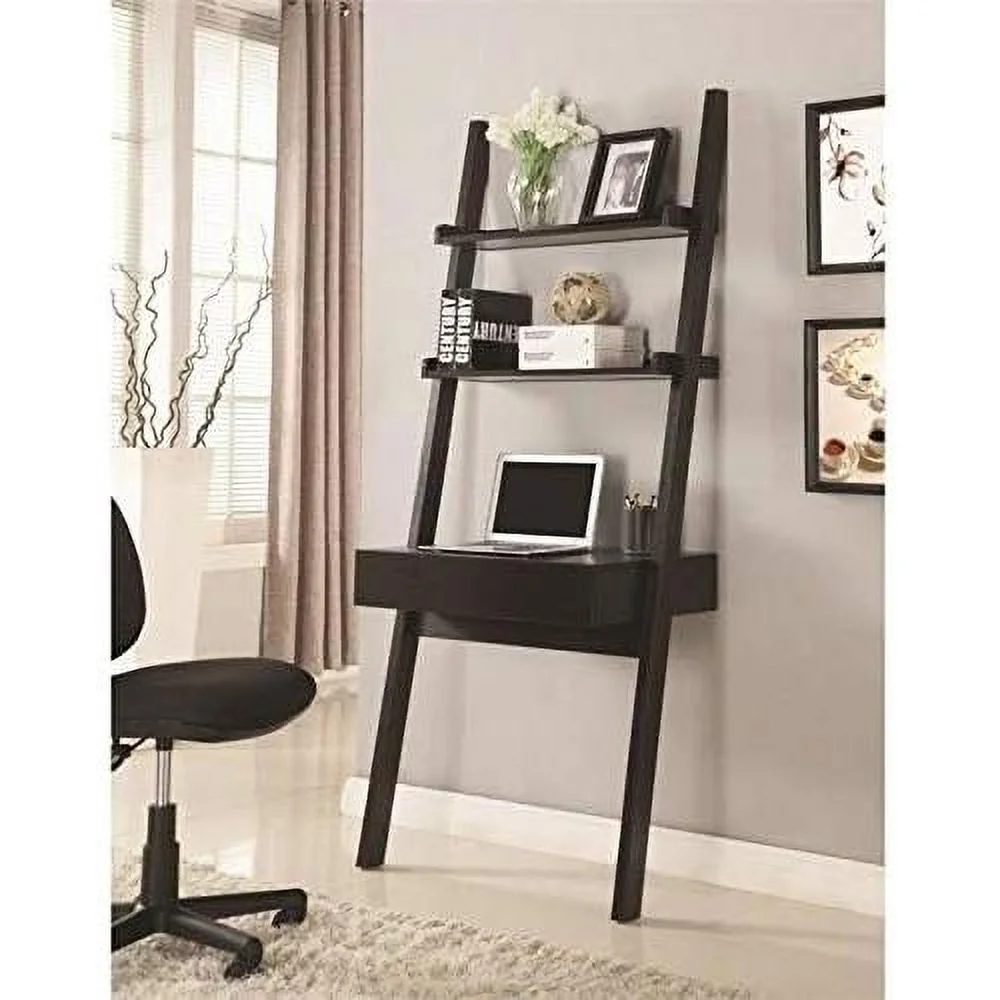 Wall Leaning Ladder Writing Desk In Cappuccino