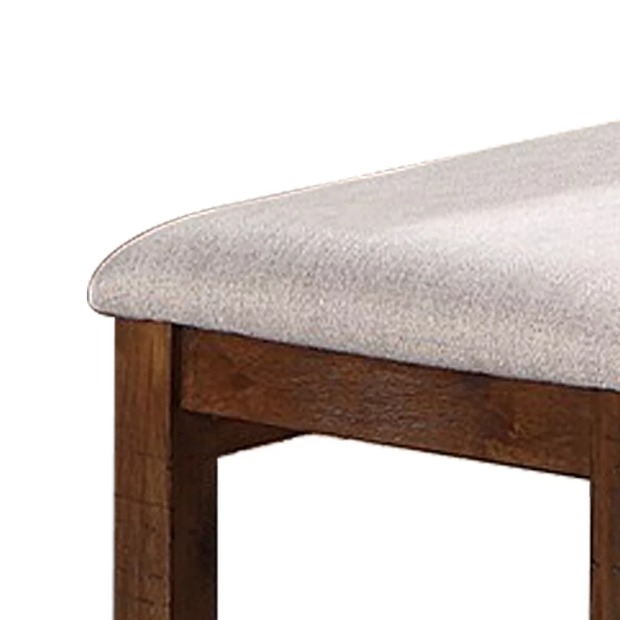 48 Inch Classic Fabric Upholstered Dining Bench, Pine Wood, Ivory and Brown- Saltoro Sherpi