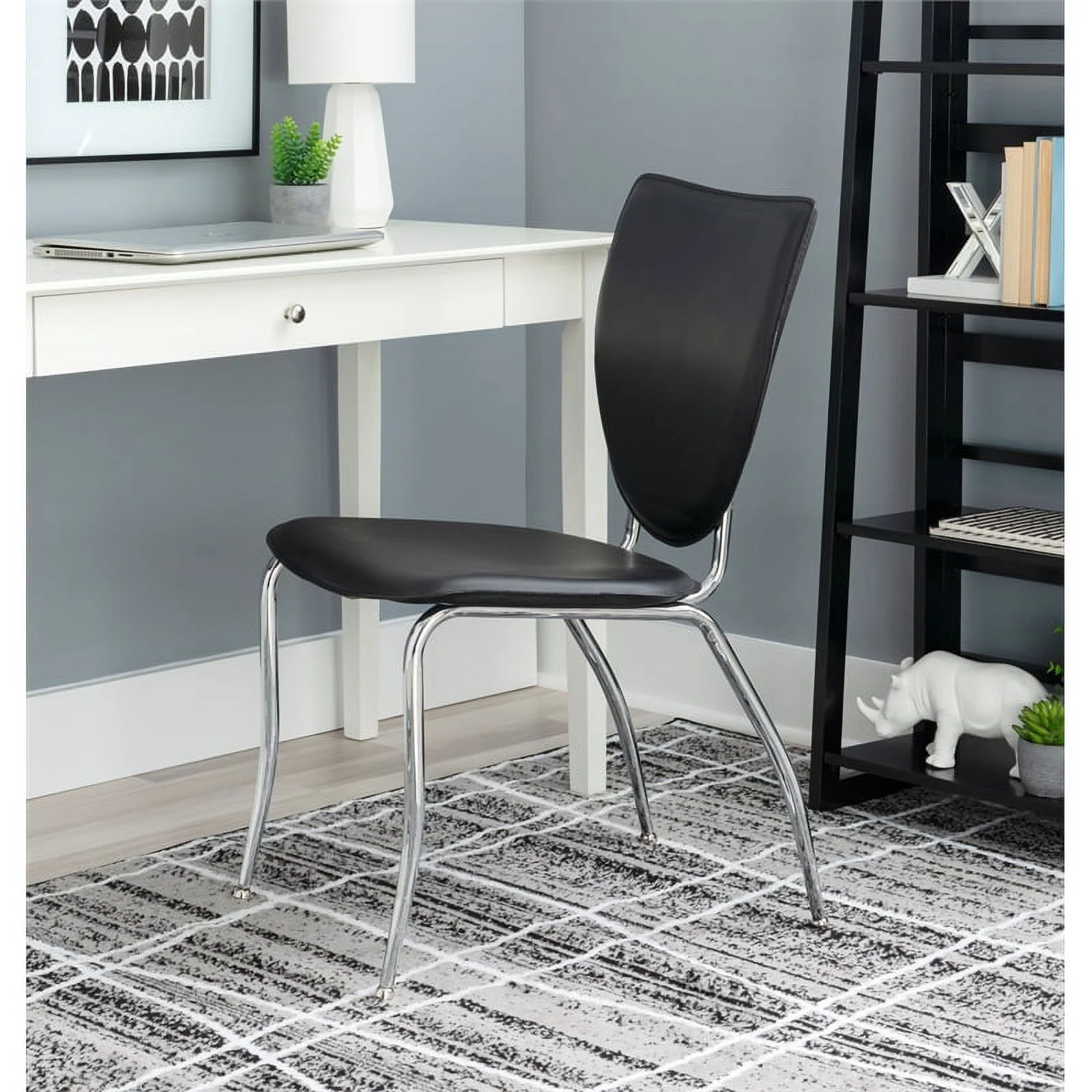 Riverbay Furniture Transitional Metal Stacking Side Chairs Set of Two in Black