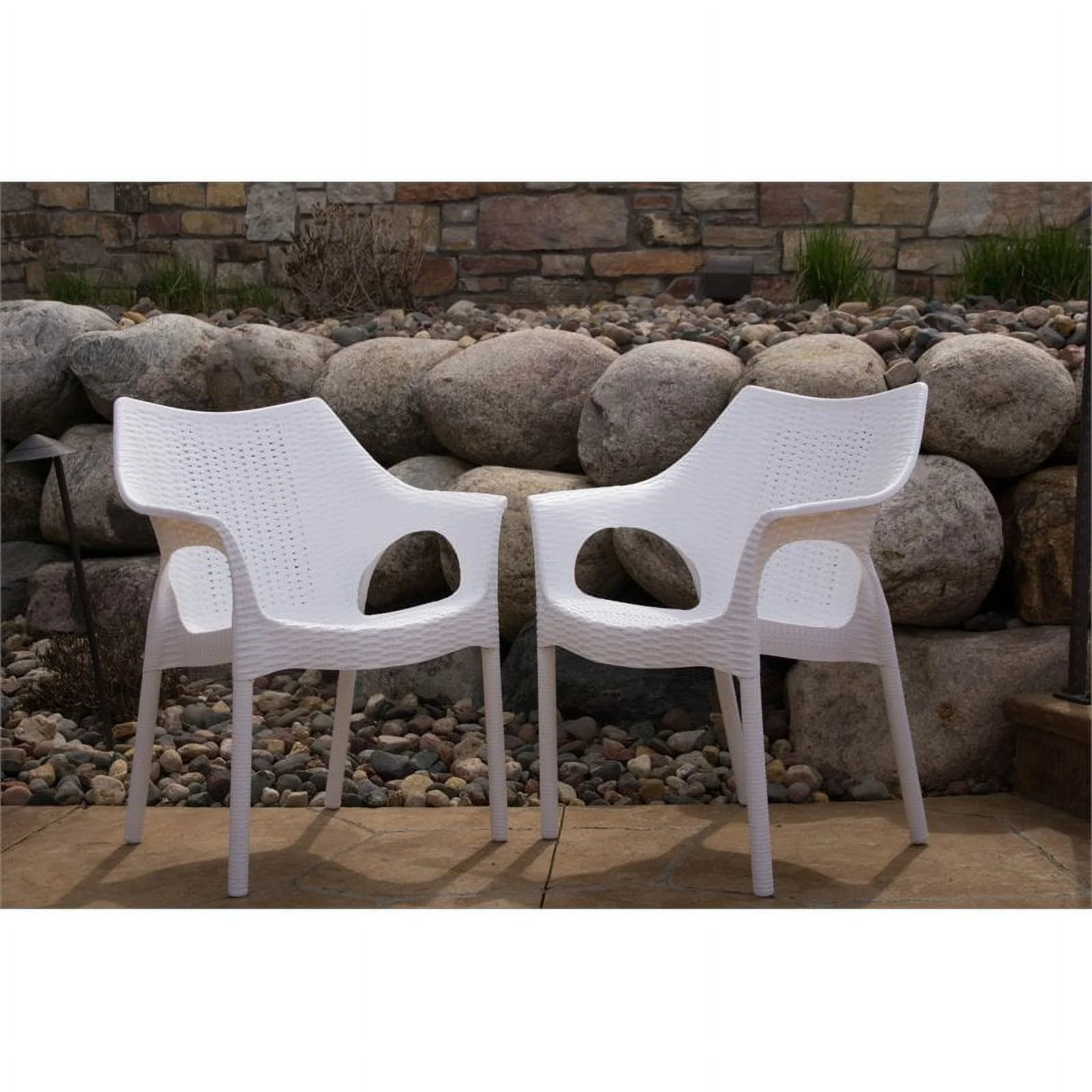 Strata Furniture Carina Weatherproof Chairs in White (Set of 2)