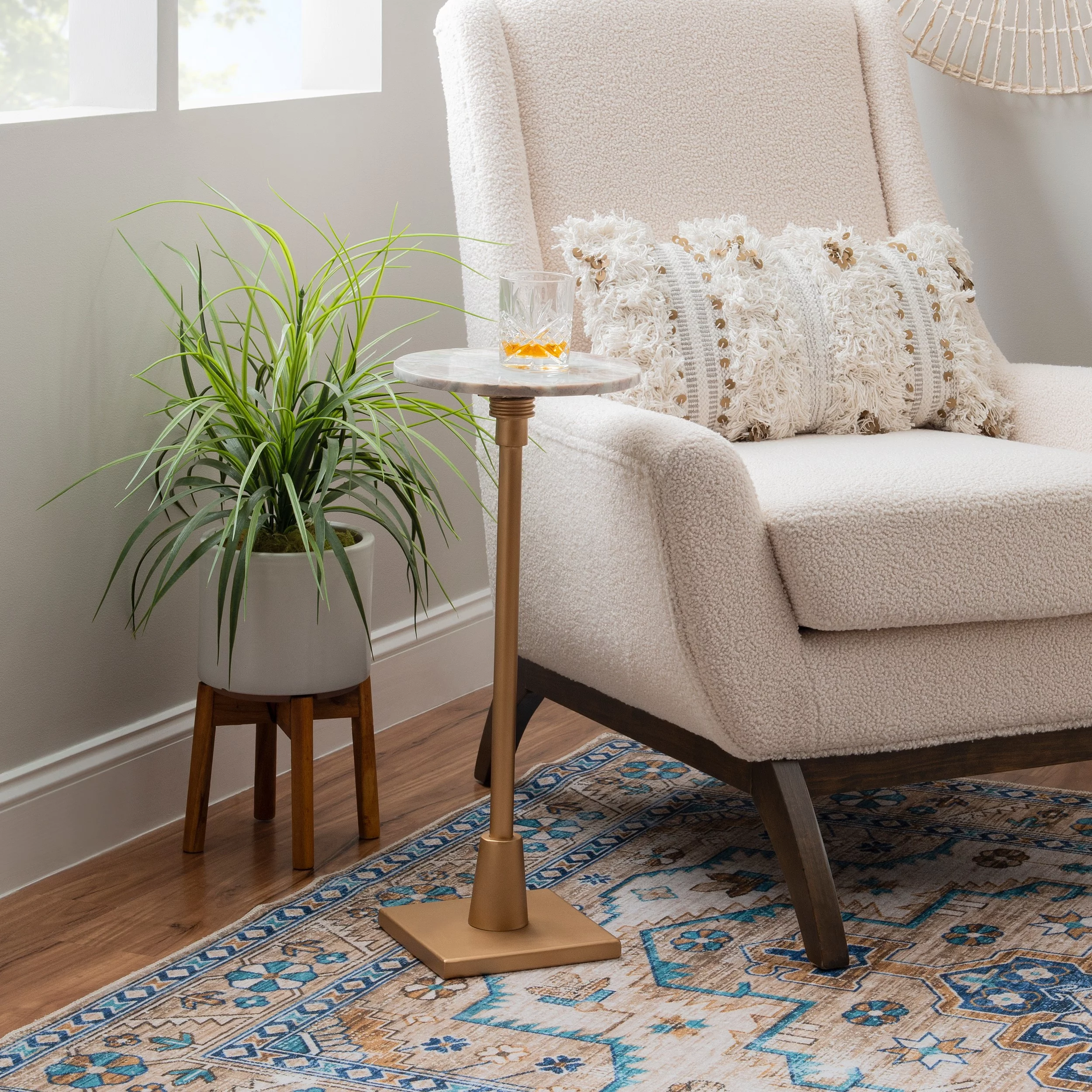 Powell Barra Round Adjustable Height Indoor Accent Drink Table, 25-30