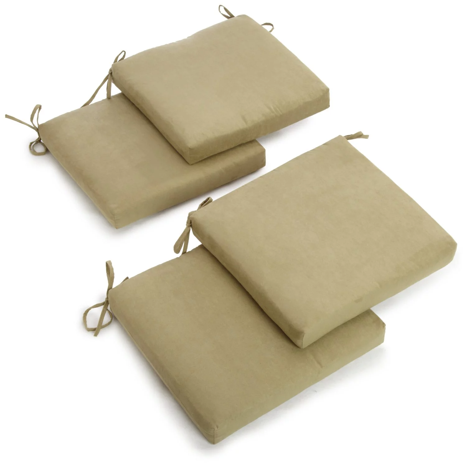 Blazing Needles 93454-4CH-MS-SG 20 x 19 in. Solid Microsuede Chair Cushions, Sage Green - Set of 4