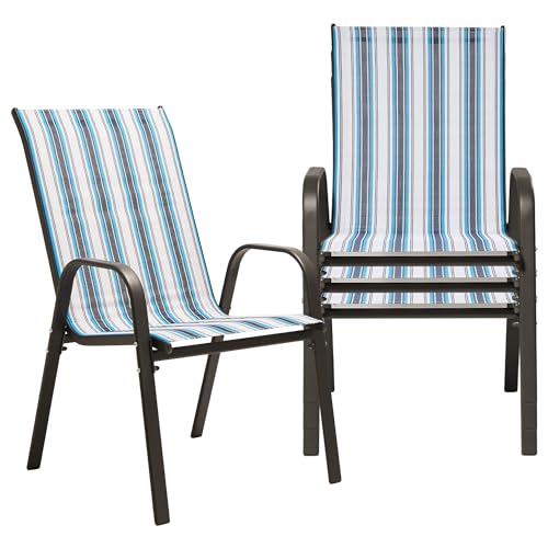 JEAREY Patio Dining Chairs Set of 4, Outdoor Stackable Dining Furniture Set, All Weather Dining Set for Lawn, Garden, Backyard, Poolside, Beige