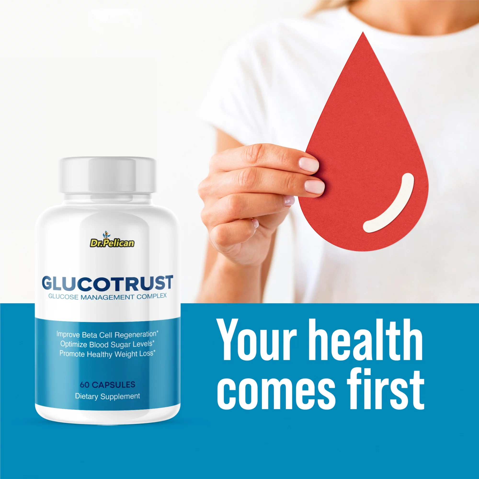 Glucotrust- Blood Sugar/Glucose/Metabolism/Weight Loss- 60 Capsules-Dr. Pelican