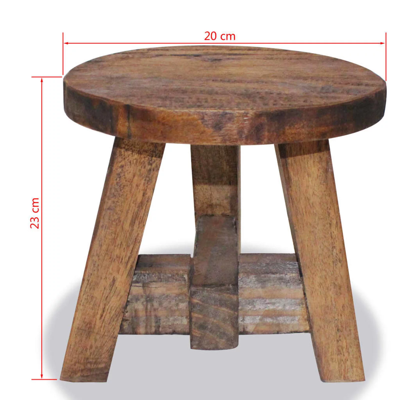 Anself Stool Reclaimed Wood Round Stool Wooden Chair Step Stool 7.9