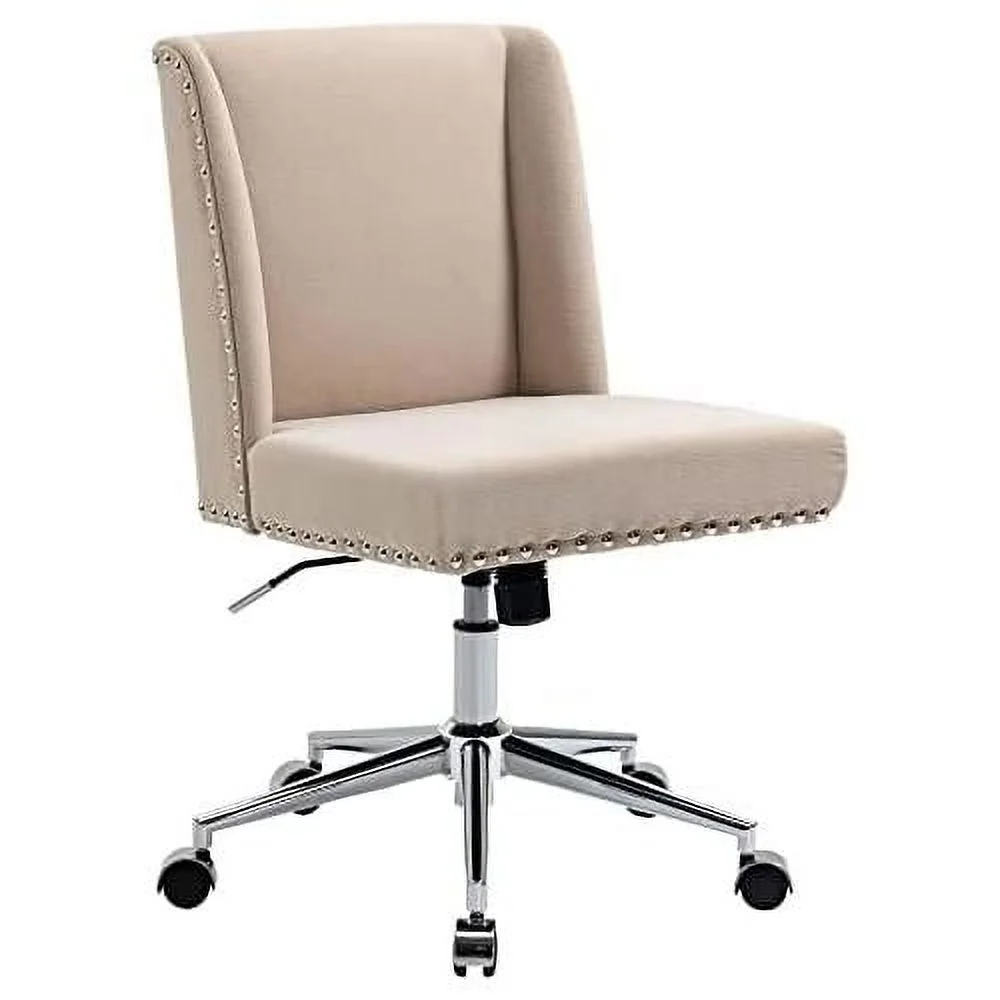 Back Home Office Chair, Task Chair With Tilt, 360° Swivel, Padded Desk Chair With Adjustable Height, Beige