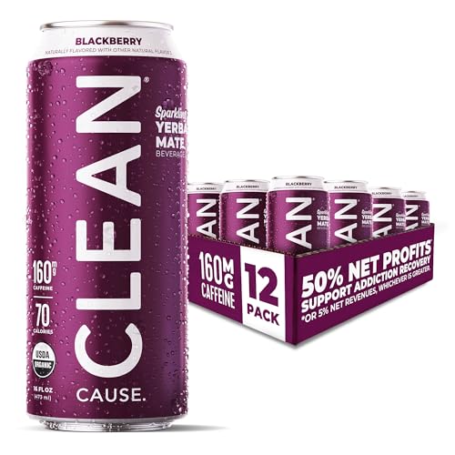 CLEAN Cause Low Calorie Variety Pack Sparkling Yerba Mate Tea, 160mg Caffeine, Organic, Low Sugar, Healthy Alternative to Energy Drinks (16oz cans, 12-Pack Case)