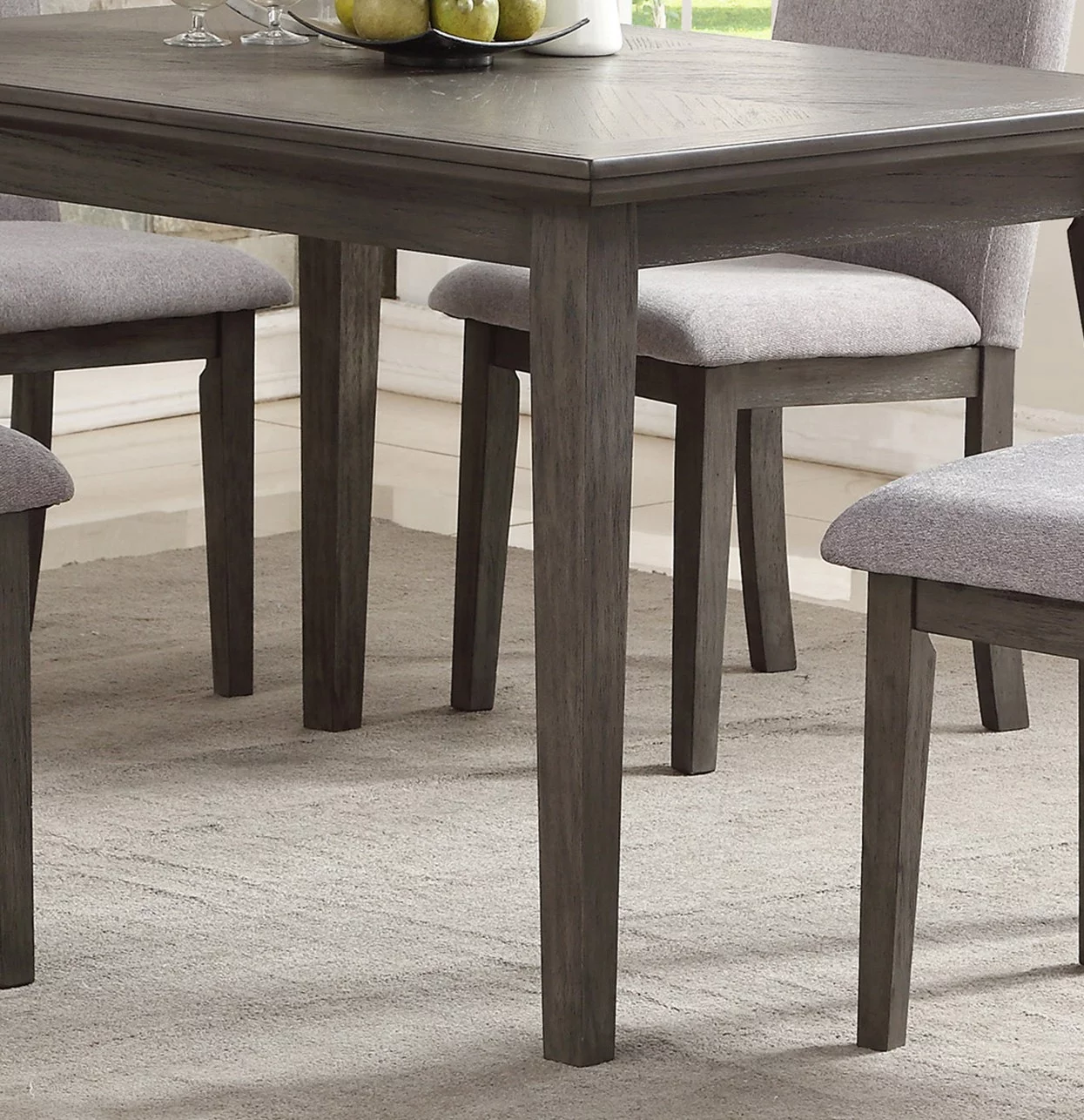 ikayaa Transitional Simple 1pc Dining Table Gray Finish Mindy Veneer Wood Dining Room Furniture