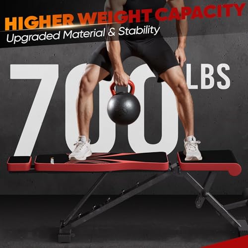 APEXUP Adjustable Weight Bench, Heavy Duty 700LBS Foldable Workout Bench Press with Extended Head Support for Home Gym Dumbbell Exercise, Incline Decline, Full Body Workout