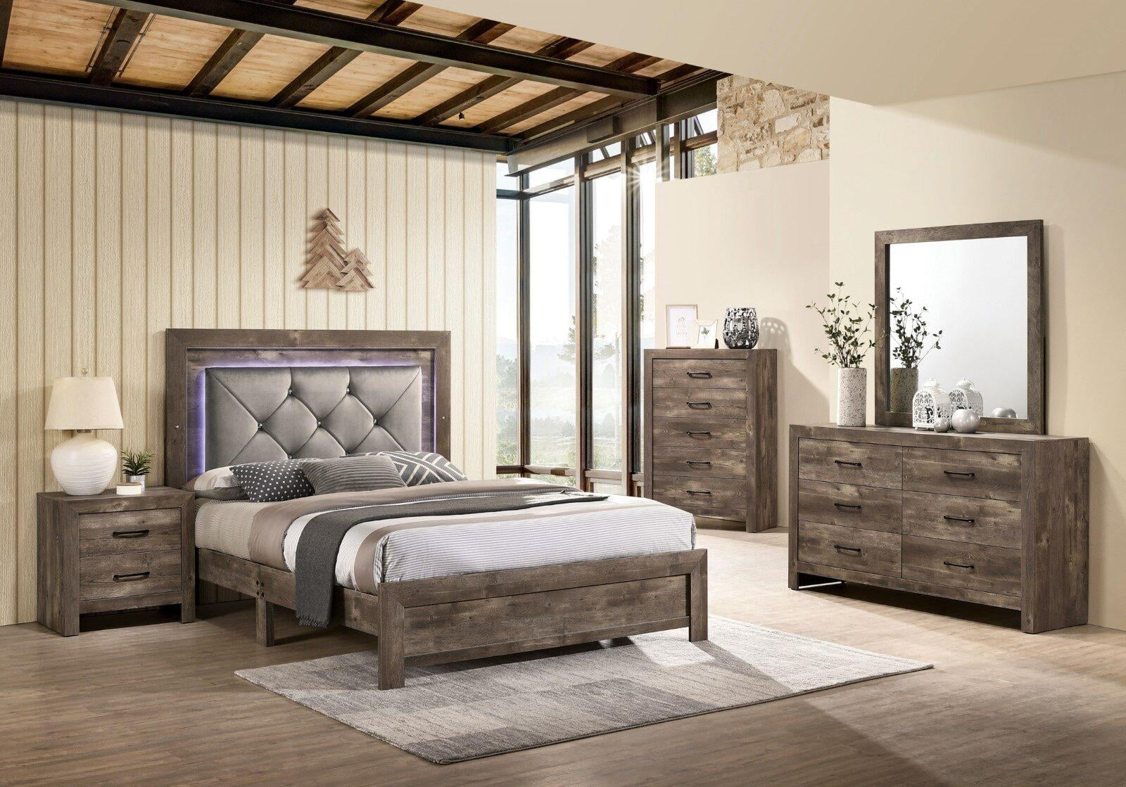 Rustic Natural Tone Wood CAL Bedroom Set 6pcs FOA CM7149 Larissa