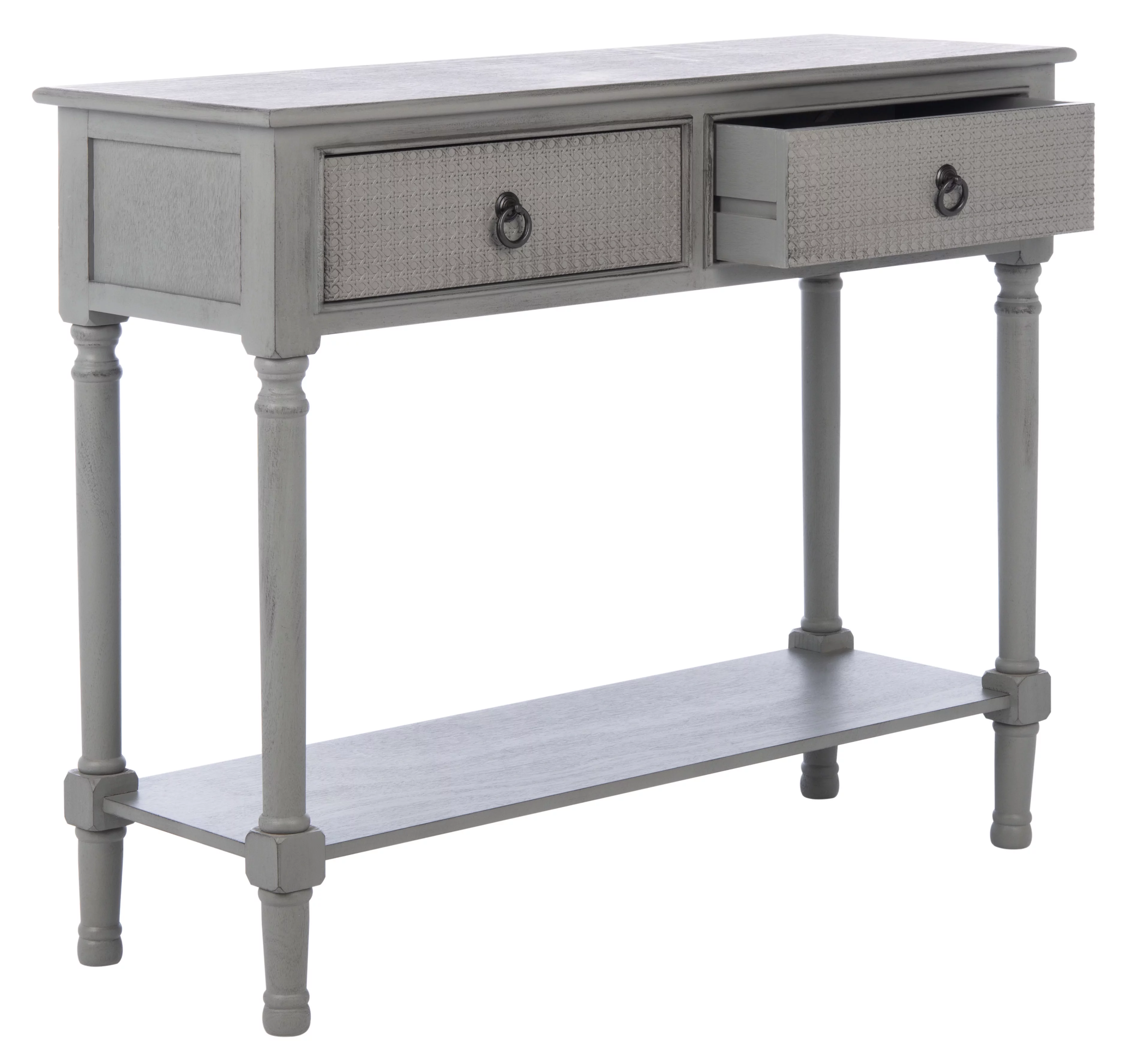 SAFAVIEH Haines Modern 2 Drawer Console Table, Distressed Grey
