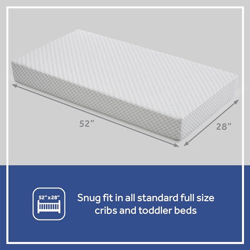 SEALY BABY OmniPedic Refresh Breathable Crib Mattress, GREENGUARD Gold Certified, Made in USA, Removable Knit Cover, 2 Stage, Toddler Bed Fit, Safety & Quality Tested, 52x28