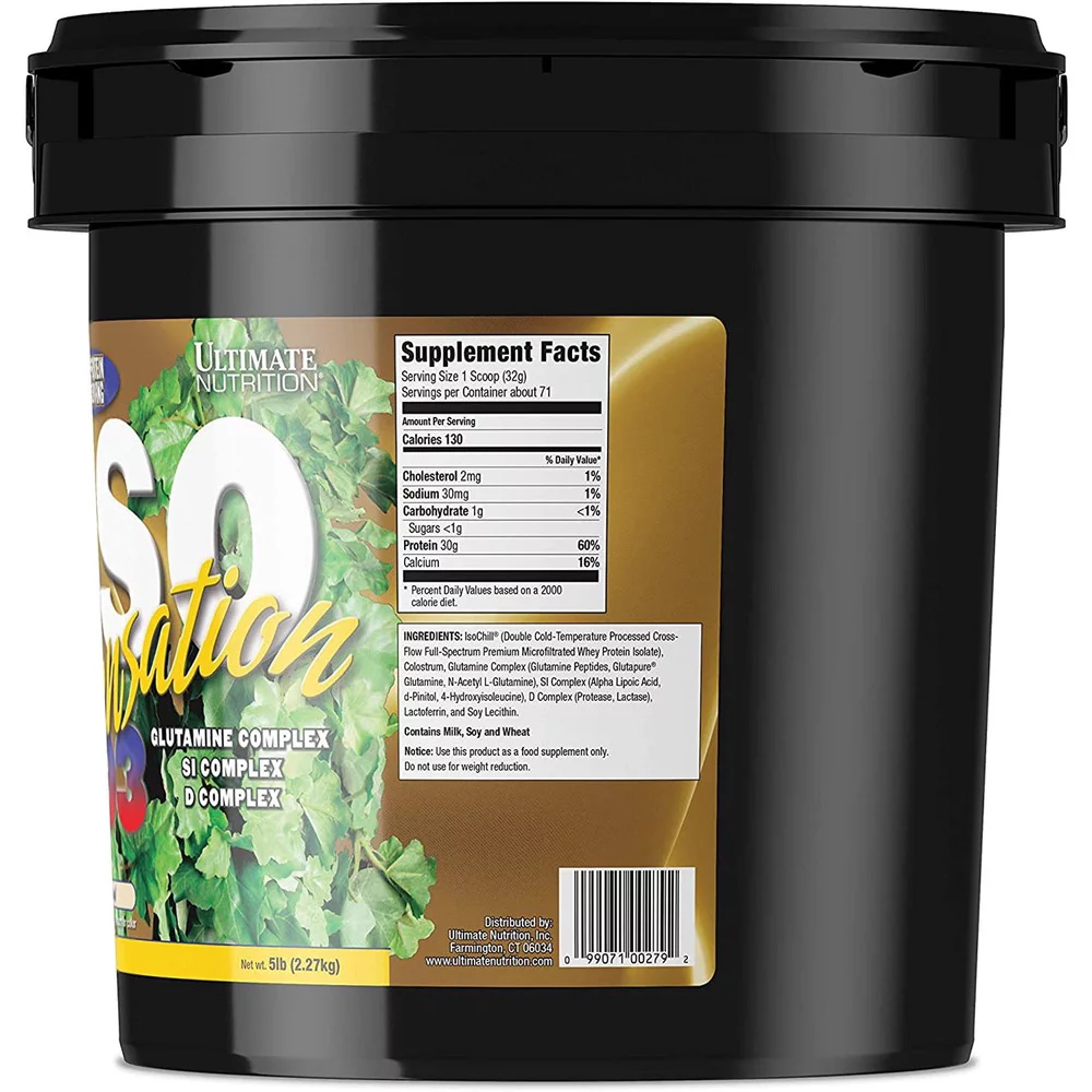 Ultimate Nutrition ISO Sensation 93 Whey Protein Isolate Powder- Natural, 5lb