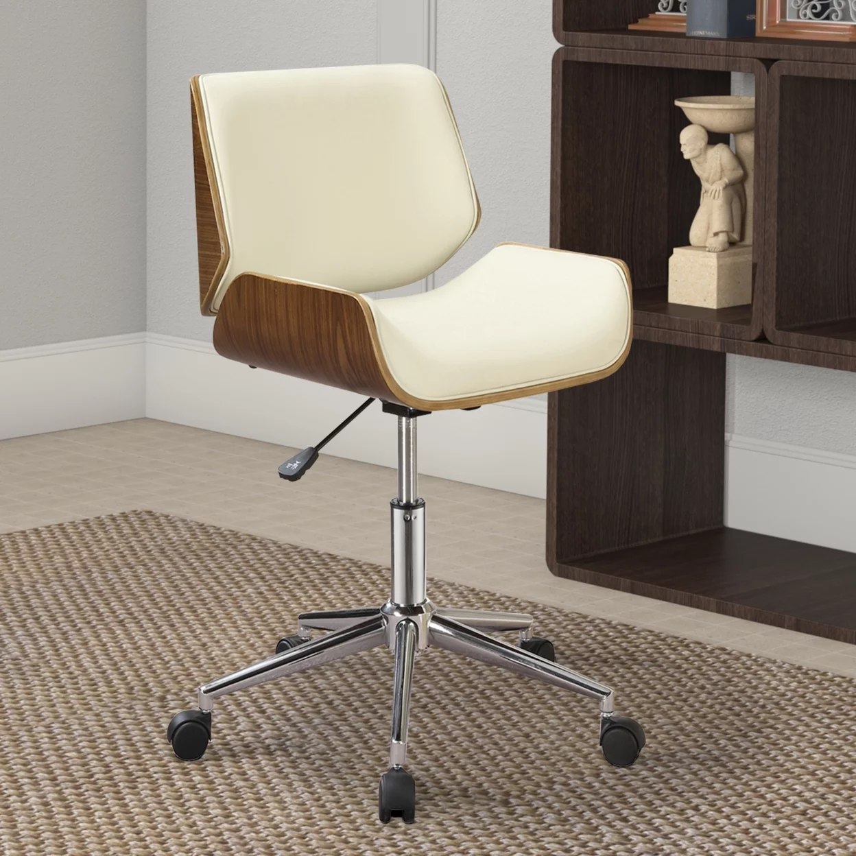 Addington Adjustable Height Office Chair Ecru and Chrome