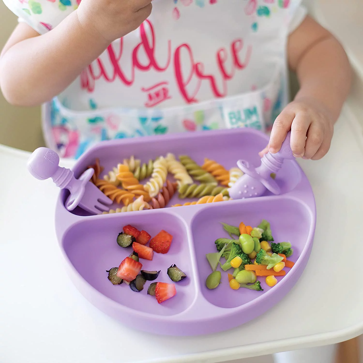 Silicone Grip Dish, Suction Plate, Divided Plate for Baby and Toddler, BPA Free Microwave and Dishwasher Safe \u2013 Lavender