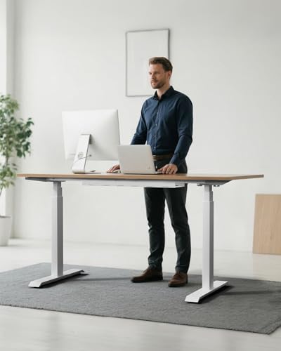 Redlife Dual Motor Standing Desk Frame, Electric Adjustable Standing for Table Top, 330 lbs Weight Capacity, Tabletop Lift Range 24''-50'', Stand up Frame, Ergonomic Standing Desk Legs for Home Office