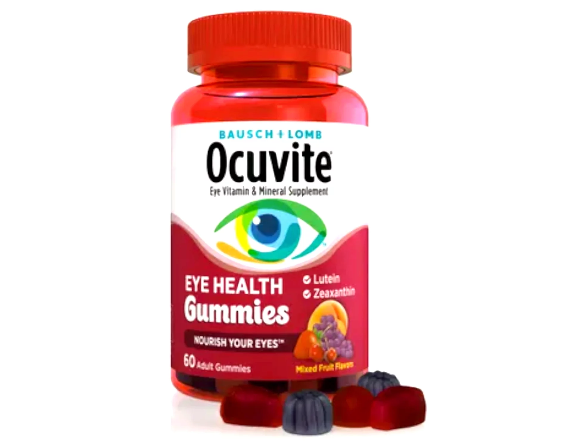 Ocuvite Eye Vitamin & Mineral Supplement, Eye Health Adult Gummies, Contains Lutein & Zeaxanthin, 60 Gummies, 4-Pack