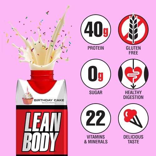 Labrada Lean Body Ready-to-Drink Strawberry Protein Shake, 40g Protein, Whey Blend, 0 Sugar, Gluten Free, 22 Vitamins & Minerals, 17 Ounce (Recyclable Carton & Lid - Pack of 12) LABRADA