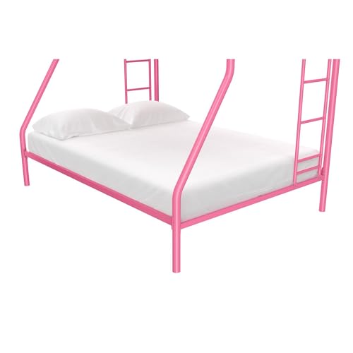 DHP Twin-Over-Futon Convertible Couch and Bed with Metal Frame, Ladder and Guardrails - Black